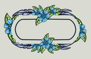 frame the border with an arrangement of leaves and flowers. Vector design