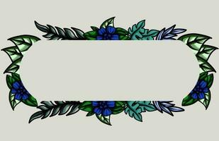 frame the border with an arrangement of leaves and flowers. Vector design