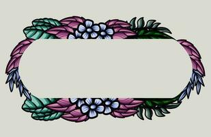 frame the border with an arrangement of leaves and flowers. Vector design