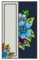 frame the border with an arrangement of leaves and flowers. Vector design