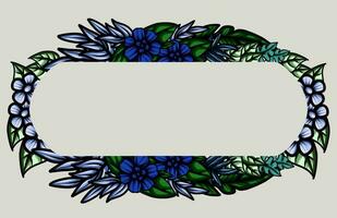 frame the border with an arrangement of leaves and flowers. Vector design