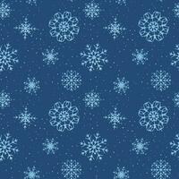 Snowflakes Seamless pattern, Blue Winter's background. Vector illustration in hand drawn style