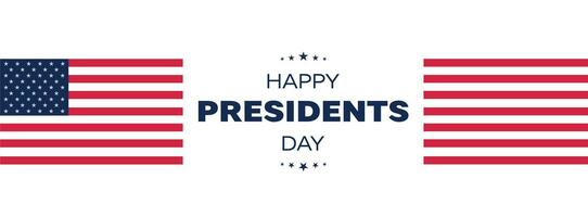 Happy Presidents Day banner. Federal holiday in America. Banner with US flag. Header for letters, websites, mailing lists vector