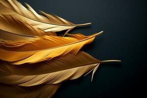 AI generated Luxurious appeal Elegant background with golden feathers, ideal for fashion photo