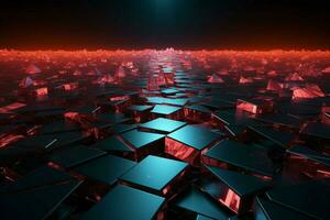 AI generated Technological brilliance Abstract 3D rendering with pixel triangles, glowing backdrop photo