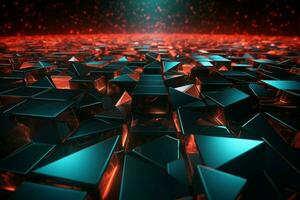 AI generated Technological brilliance Abstract 3D rendering with pixel triangles, glowing backdrop photo
