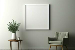 ai generado minimalista elegancia vacío marco Bosquejo en blanco pared interior antecedentes foto