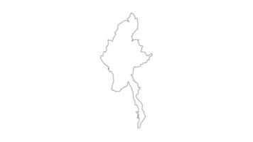animado bosquejo de myanmar mapa icono video