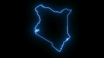 Animation of the Kenya country map icon with a glowing neon effect video