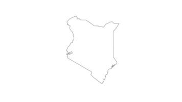 Animé esquisser de une carte de le pays de Kenya video