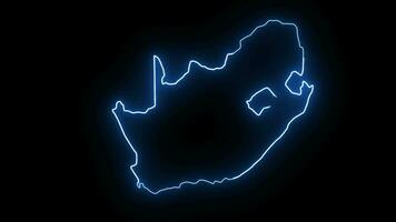 Animated South African country map icon with a glowing neon effect video