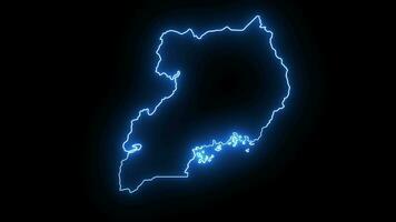 Animated Uganda map icon with glowing neon effect video