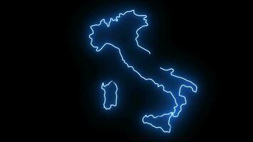 geanimeerd Italiaans kaart icoon met een gloeiend neon effect video