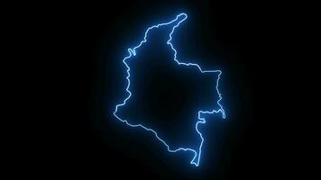 Animation of the Colombia map icon with a glowing neon effect video