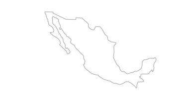 animado esboço do a mapa ícone para a país do México video