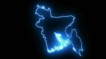 geanimeerd Bangladesh kaart icoon met een gloeiend neon effect video