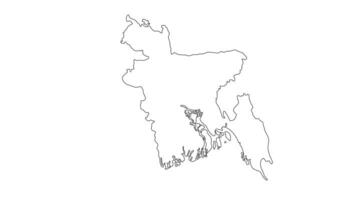 animado esboço do Bangladesh mapa ícone video