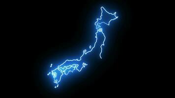 Animation of the Japanese map icon with a glowing neon effect video
