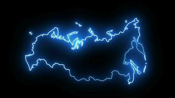 animerad ryska Karta ikon med en lysande neon effekt video