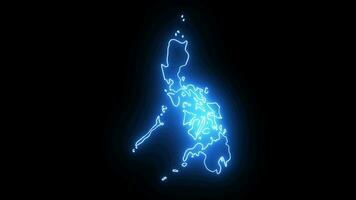 Animation of the Philippines map icon with a glowing neon effect video