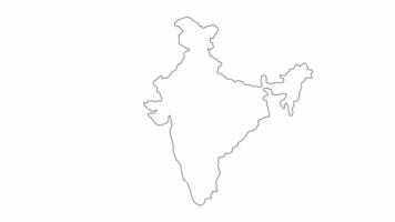 geanimeerd icoon schetsen kaart van Indië video