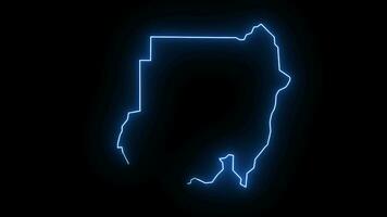 Animation of Sudan map icon with glowing neon effect video