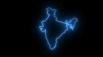 geanimeerd Indisch kaart icoon met een gloeiend neon effect video