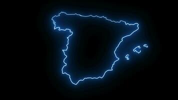 animado Español mapa icono con brillante neón efecto video