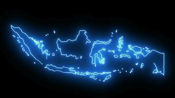 animazione di il indonesiano carta geografica icona con un' raggiante neon effetto video