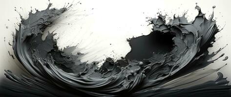 AI generated black paint splash swirl brush photo