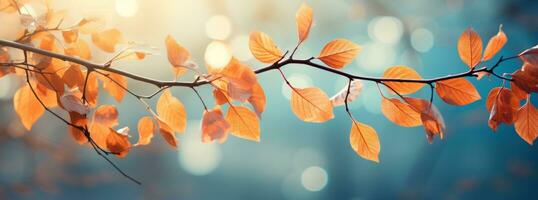 AI generated autumn leaves background photo