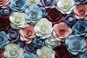 AI generated an arrangement of roses in different colors photo
