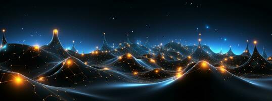 AI generated Landscape of glowing night sky photo