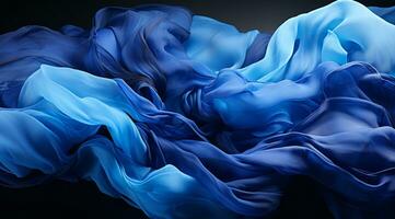AI generated Beautiful blue ink moving on a black background photo