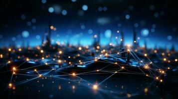 AI generated Futuristic blue dots background photo
