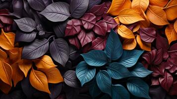 AI generated Autumn leaves in different colors photo