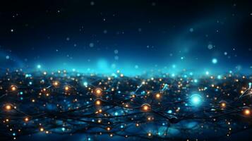 AI generated Technology Network Background Concept. A Flying Through Digital Data photo