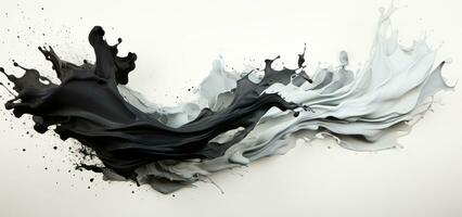AI generated Black and white paint brush stroke on a white background photo