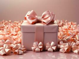 AI generated Rose gift box with ribbon photo