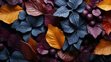 AI generated autumn leaves background photo