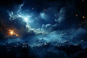 AI generated Cloudy blue space background photo