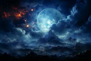 AI generated Beautiful blue galaxy background photo