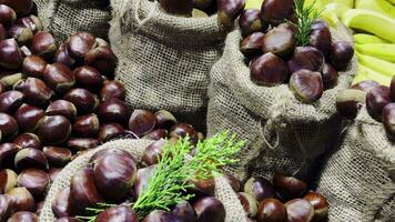 orgánico vegetal castañas en bazar video