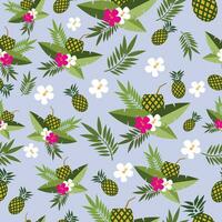 flower and pineapple seamless pattern vector