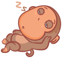 Little boy monkey sleeping character png