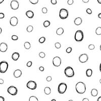 Seamless pattern with black sketch hand drawn brush scribble circles shape on white background. Abstract grunge texture. Vector illustration