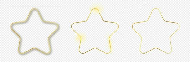 Gold glowing rounded star shape frame vector