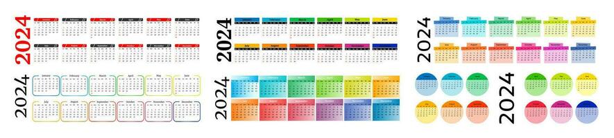 Calendar for 2024 isolated on a white background vector