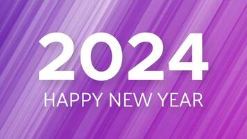 2024 Happy New Year background.  Modern greeting banner template with white 2024 New Year numbers on violet abstract background with lines. Vector illustration