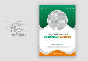 Agriculture and gardening facilities lawn care flyer design template vector